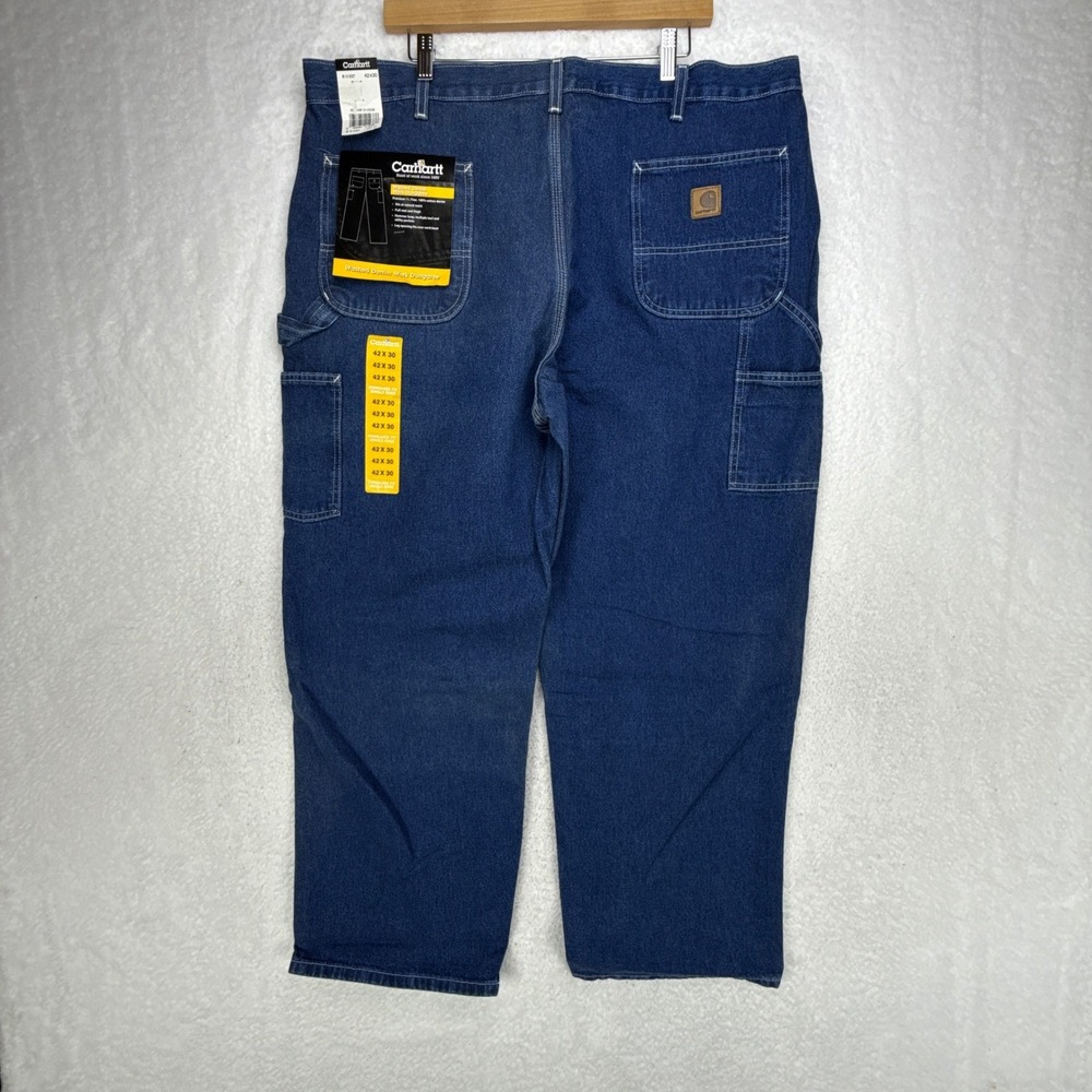 Carhartt B113 Darkstone DST Denim Loose Fit Tapered Leg Mens Jeans 42X30 NWT NOS - Picture 3 of 12